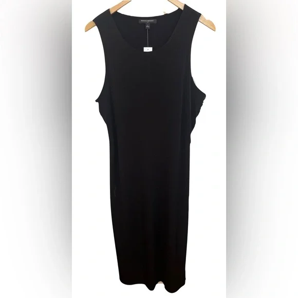 black maxi dress banana republic Women's Linen-Blend Side-Slit Maxi Dress Black Regular Size XS